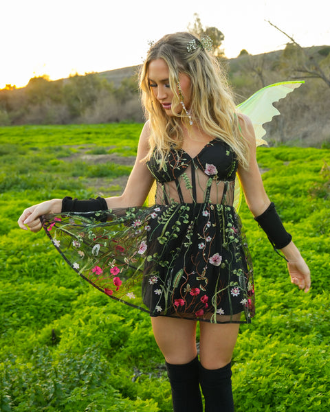 Lace Flowerfields Mesh Wrap Around Top – iHeartRaves