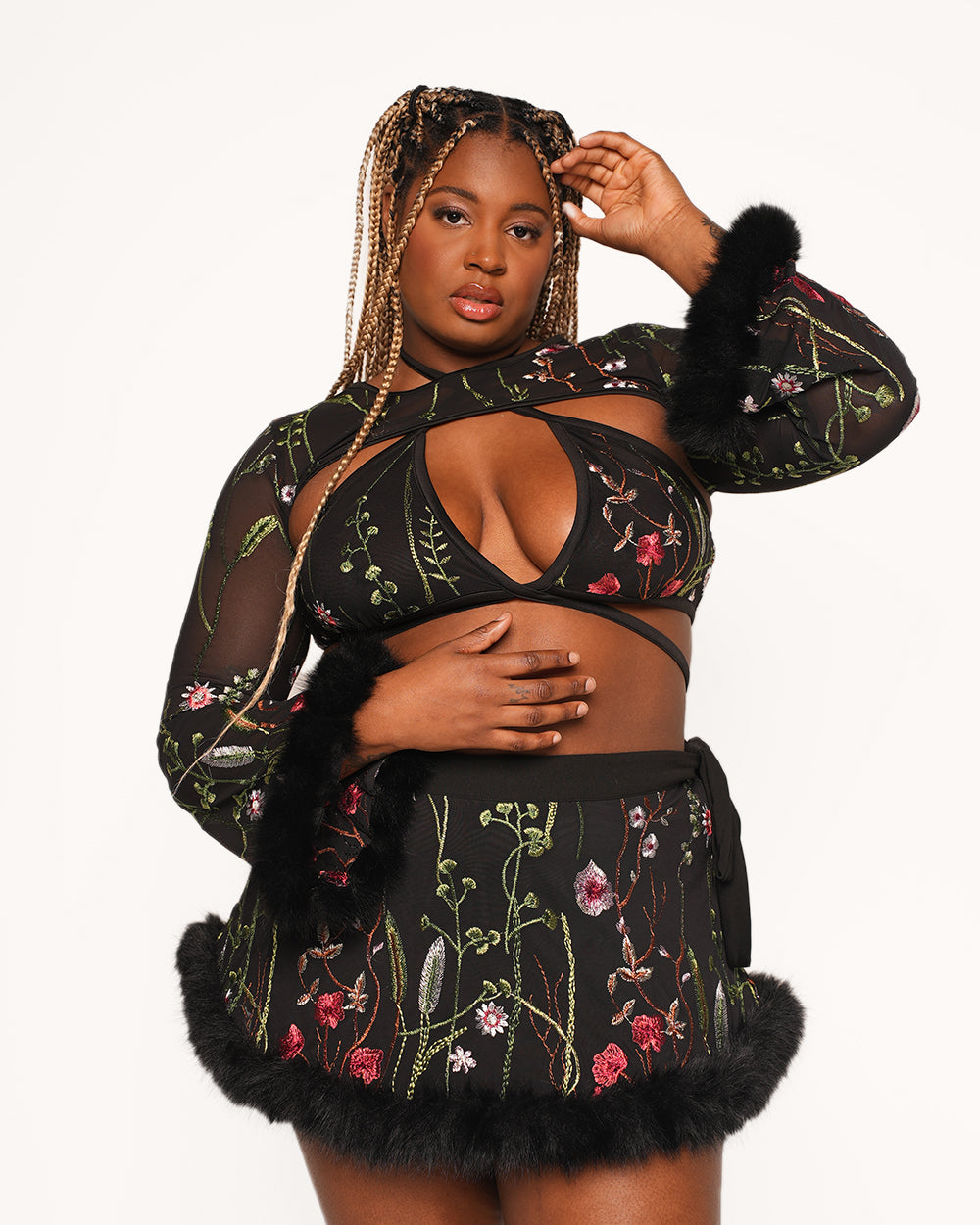 Lace Flowerfields Stretch Marabou Ultra Crop Top 2.0 - Image 4