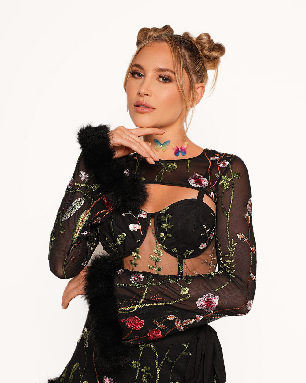 Lace Flowerfields Stretch Marabou Ultra Crop Top 2.0 - Image 32011086463159