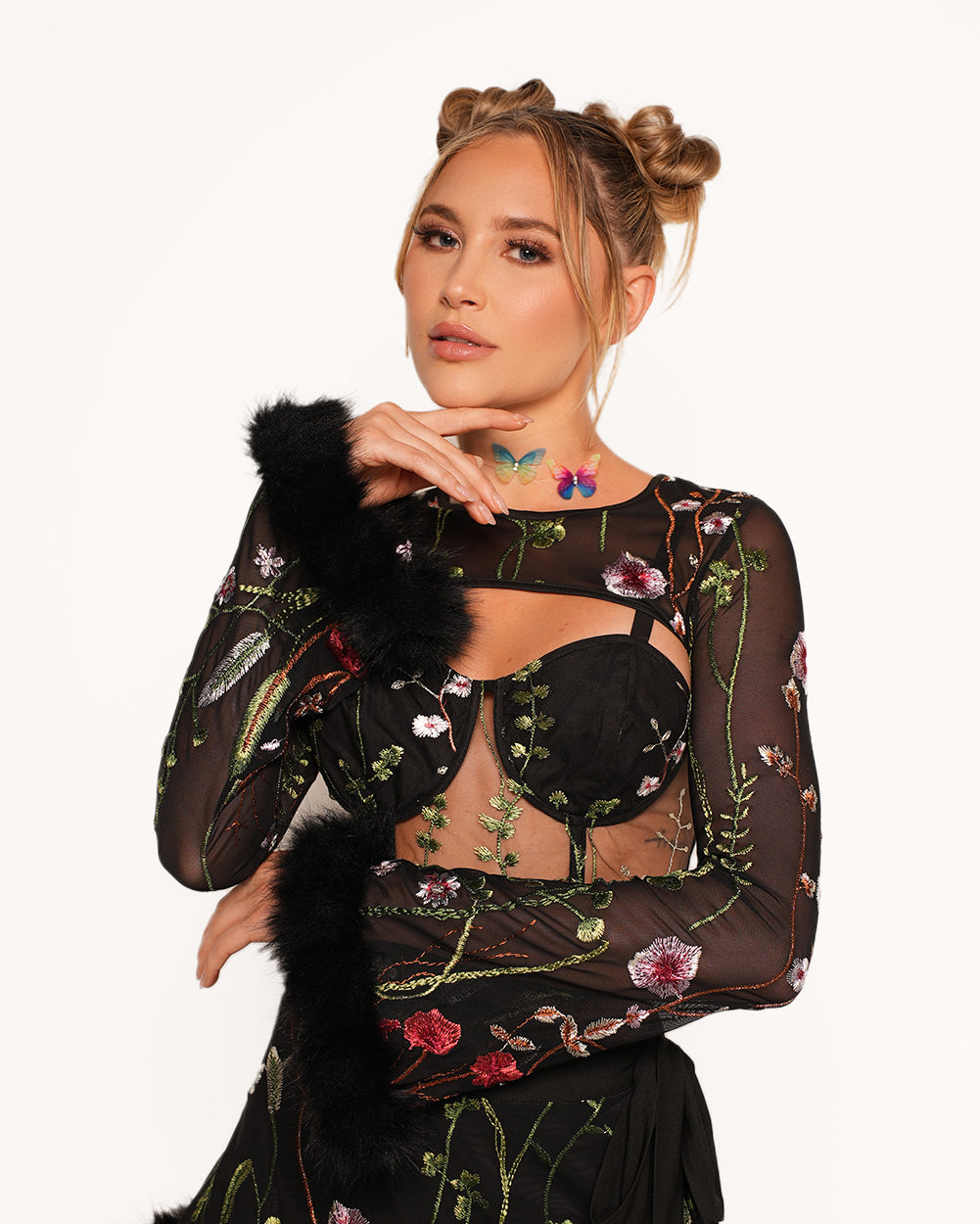 Lace Flowerfields Stretch Marabou Ultra Crop Top 2.0 - Image 32011086463159