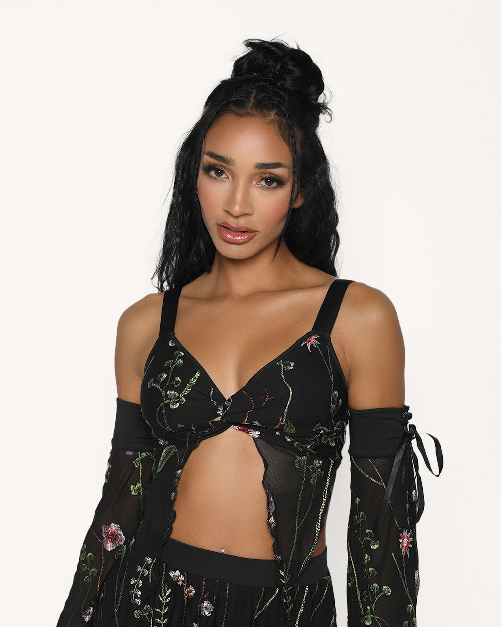 Lace Flowerfields Stretch Pixie Hem Top - Image 31812534239415