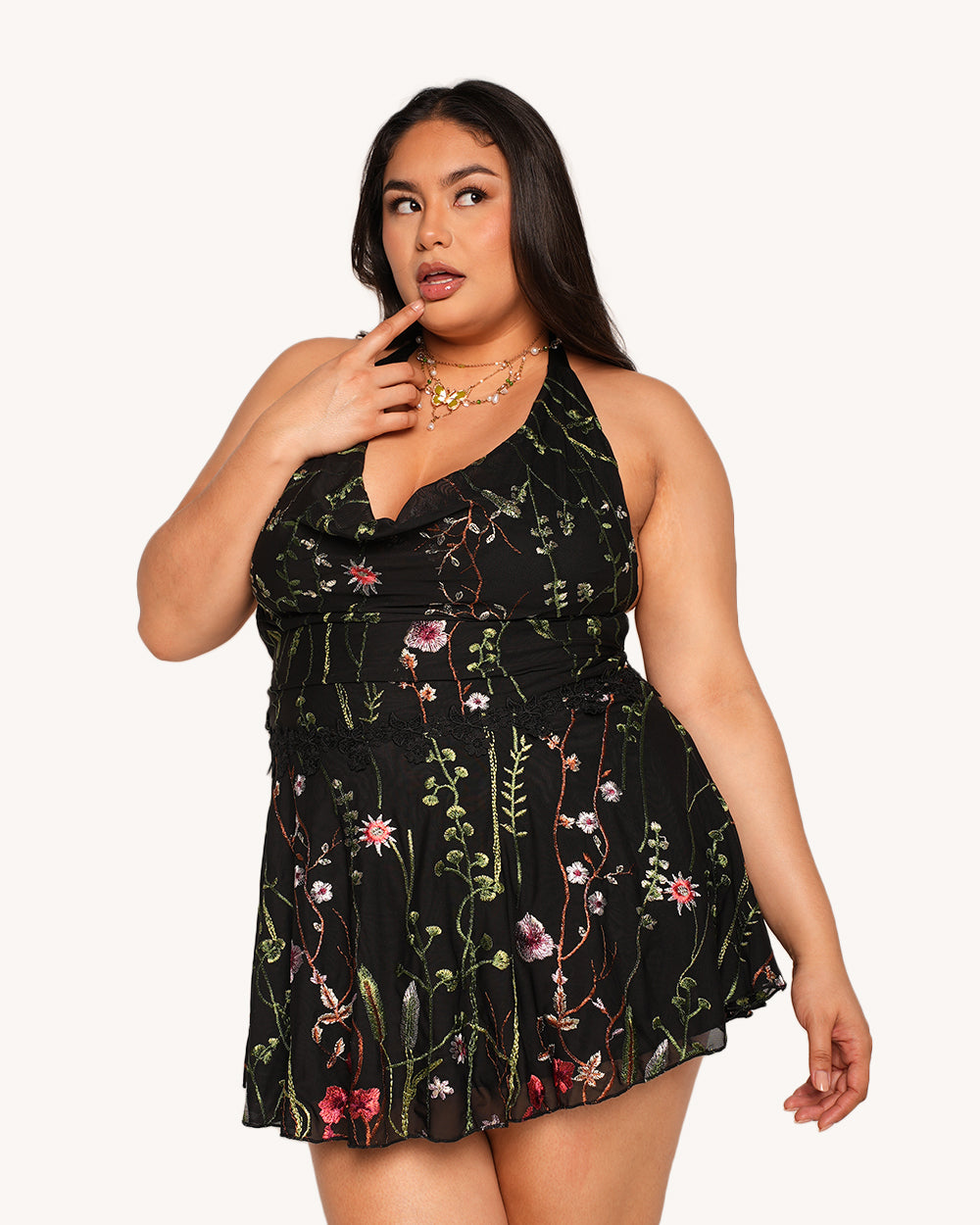 Lace Flowerfields Stretch Halter Dress - Image 4
