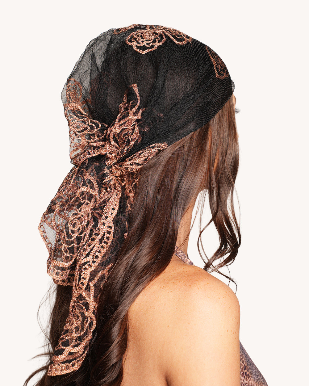 Lace Rose Head Scarf - Image 37168235446455