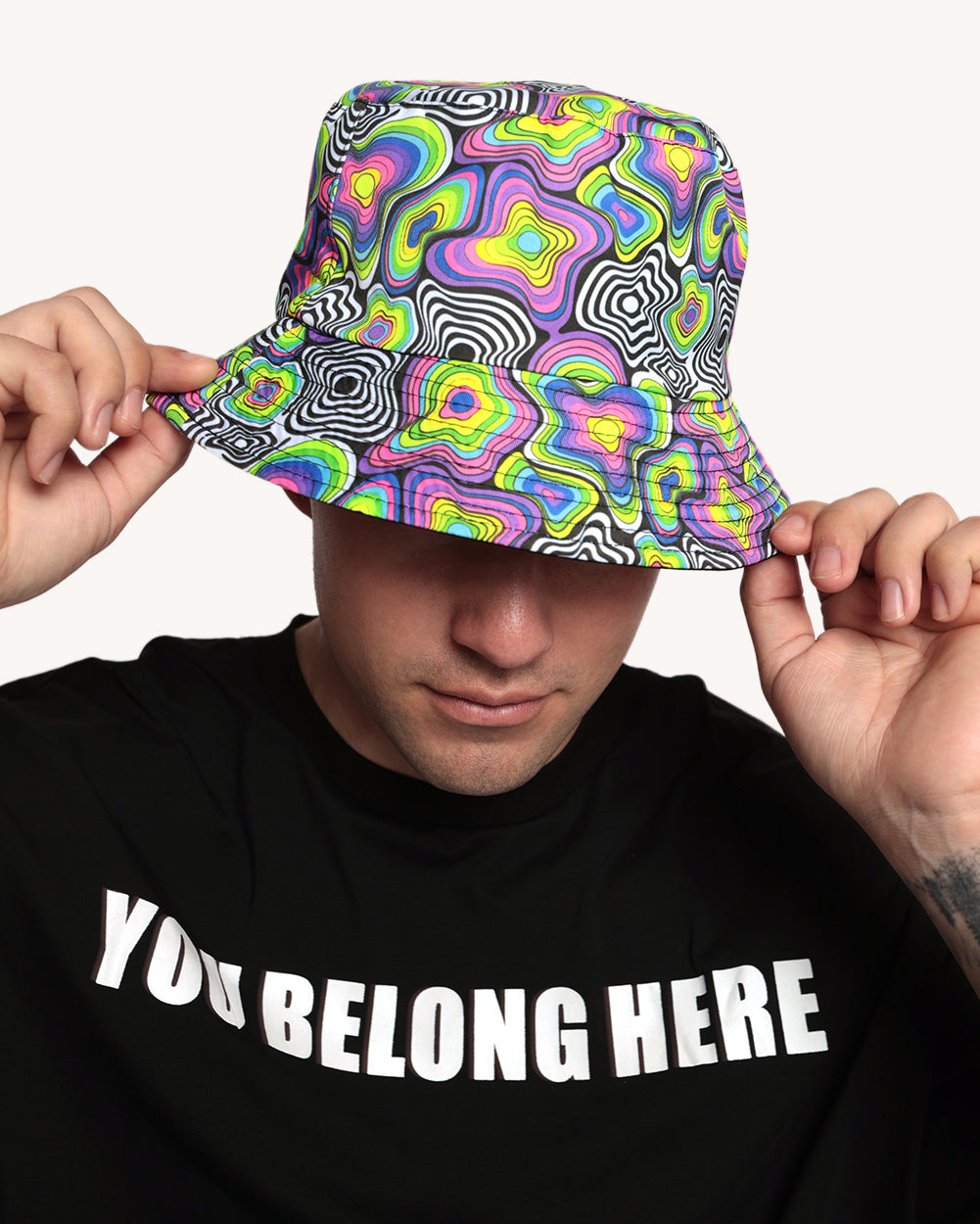 Leblunt x iHR Love Vortex Reversible Bucket Hat with Stash Pocket - Image 32832977862839