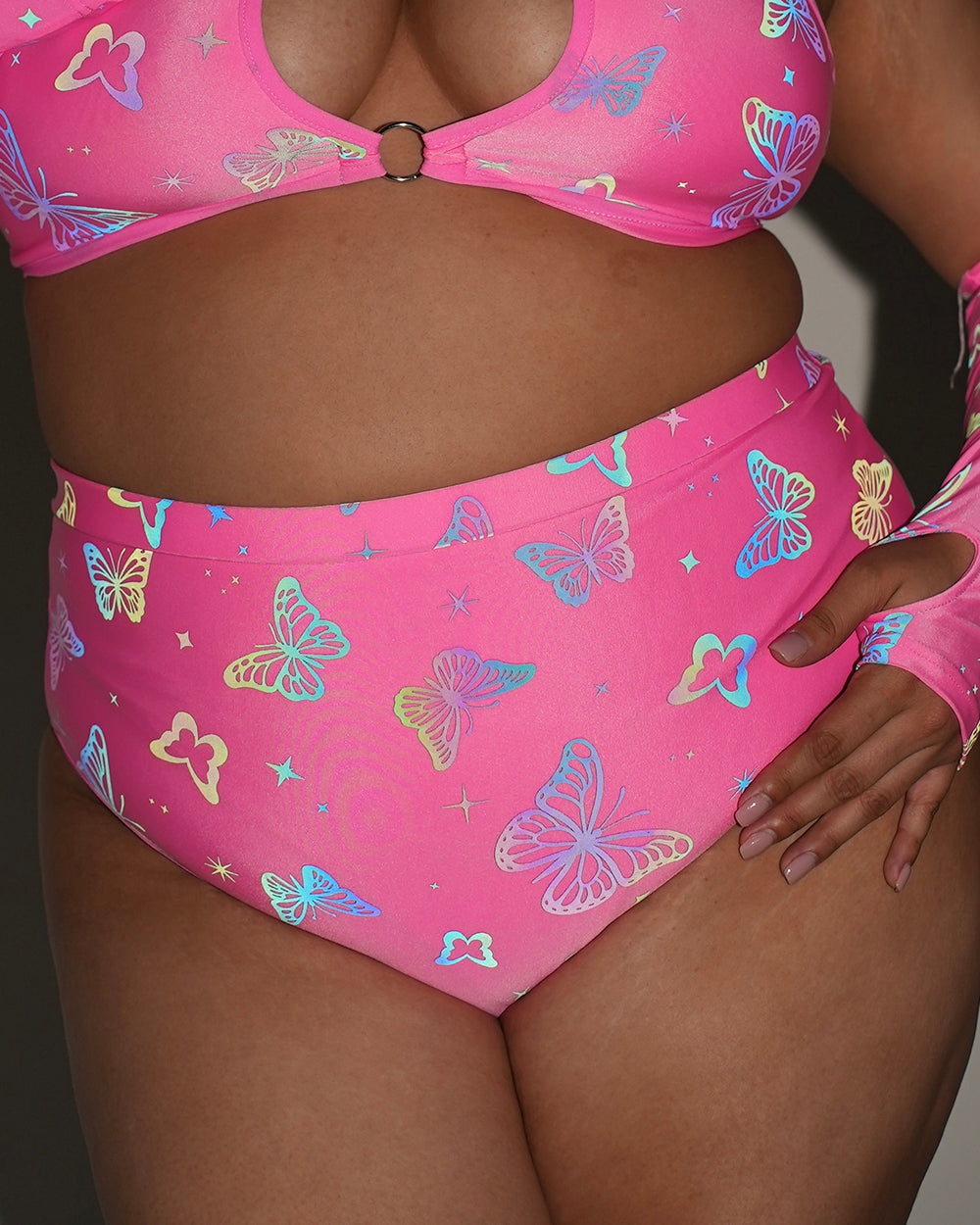 Lucid Flight Pink Rainbow Reflective Skirt and Booty Shorts Set - Image 10