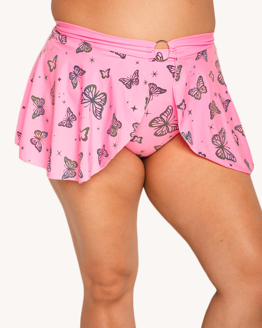 Lucid Flight Pink Rainbow Reflective Skirt and Booty Shorts Set - Image 8