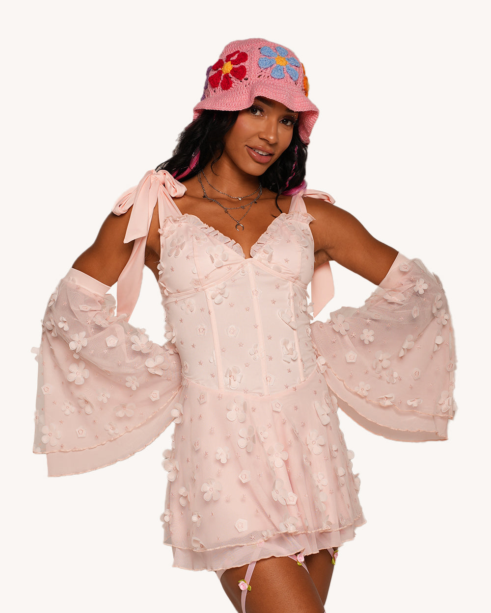 Magic In You Floral Dress with Sleeves - Image 32261229183159