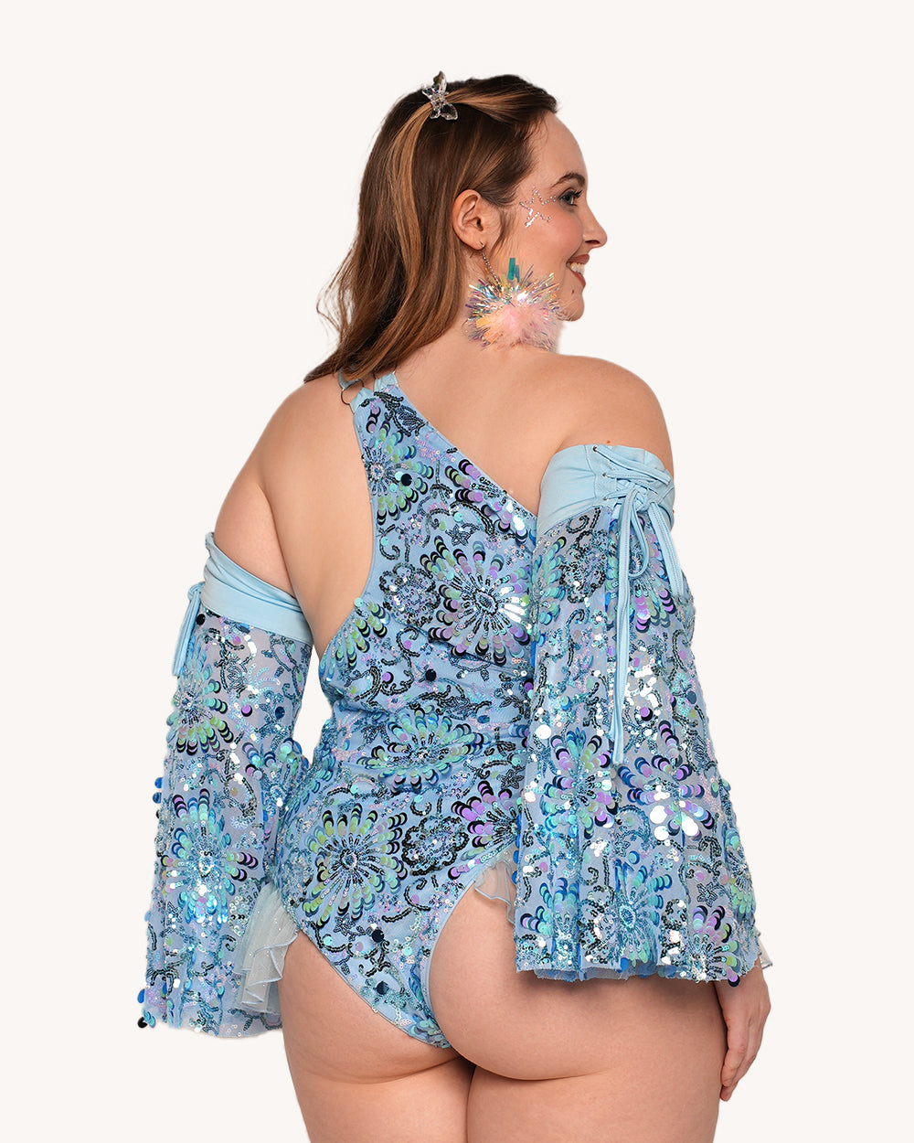 Magic Tricks Sequin Floral Bodysuit with Sleeves - Image 1