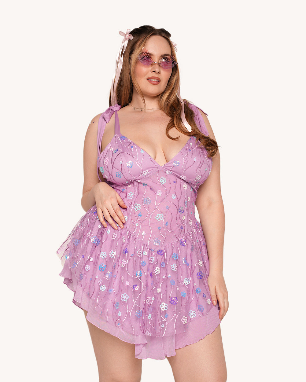 Make You Wonder Sequin Floral Dress - Image 32272720167095