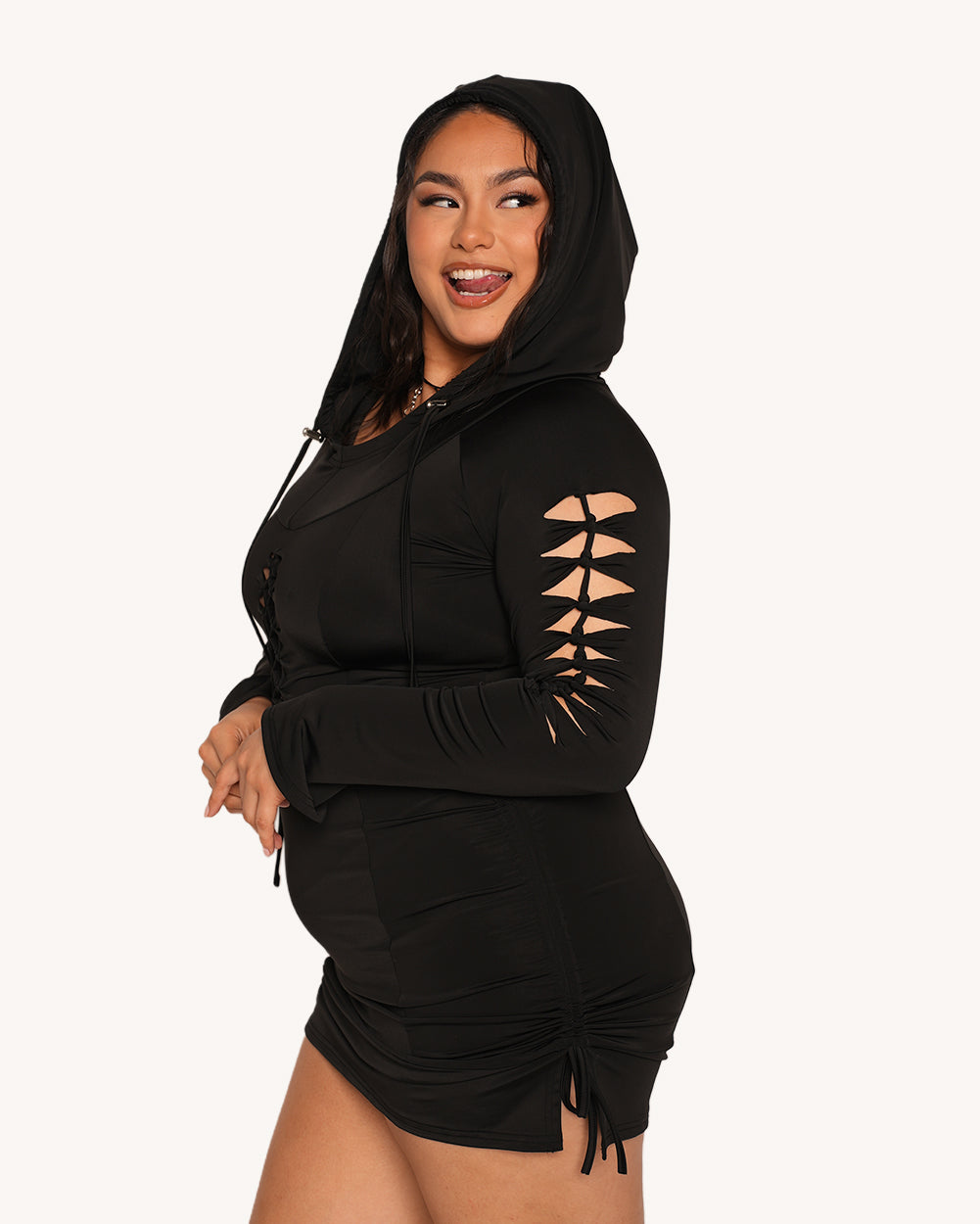 Midnight Muse Hooded Dress - Image 34583303127223