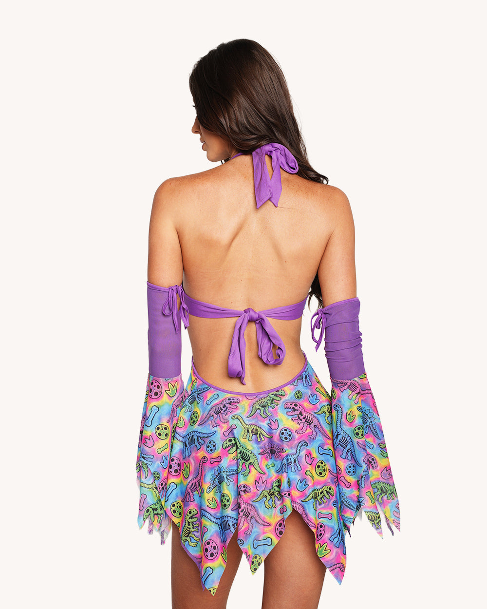 Neon Dino Dress with Sleeves - Image 3