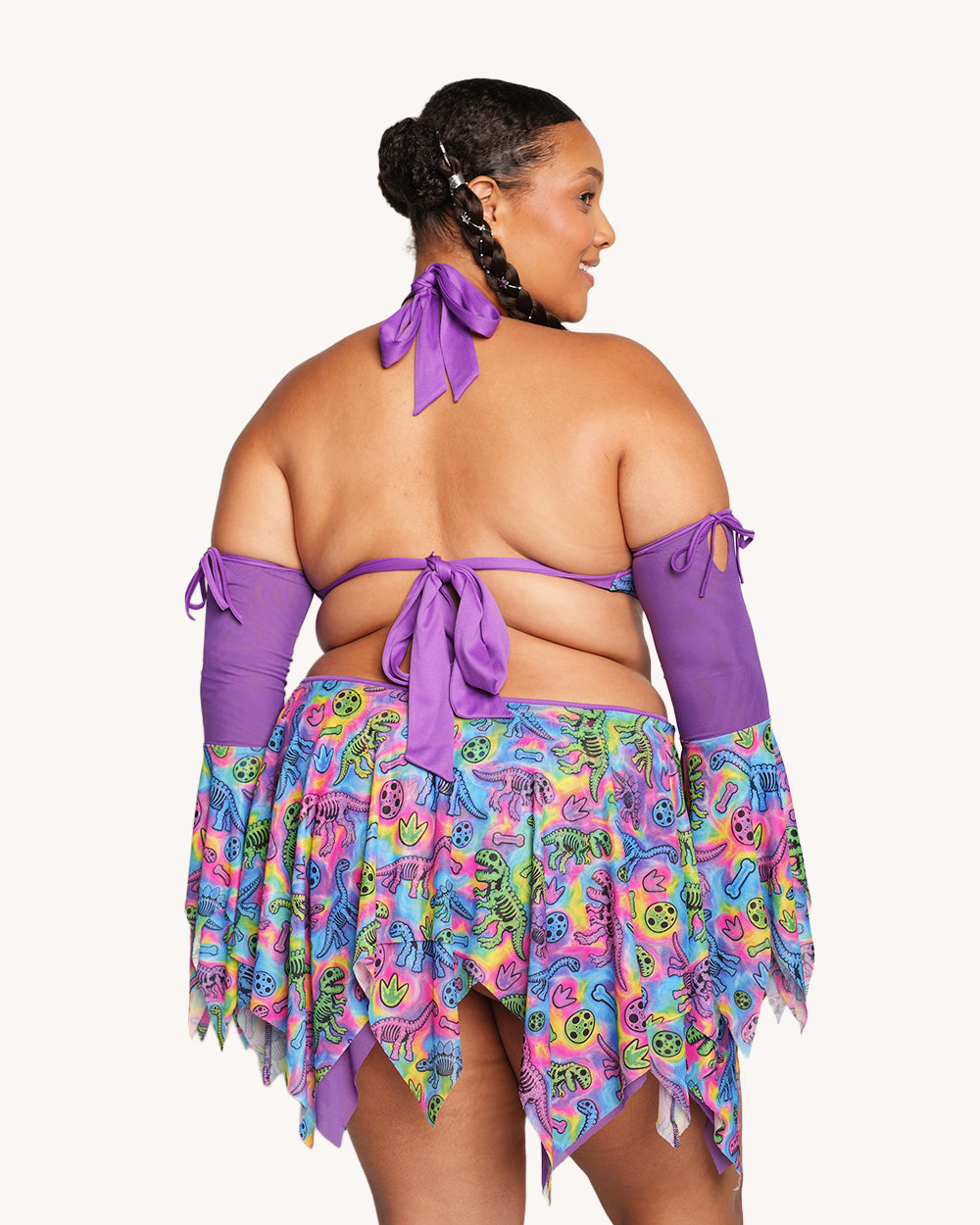 Neon Dino Dress with Sleeves - Image 6