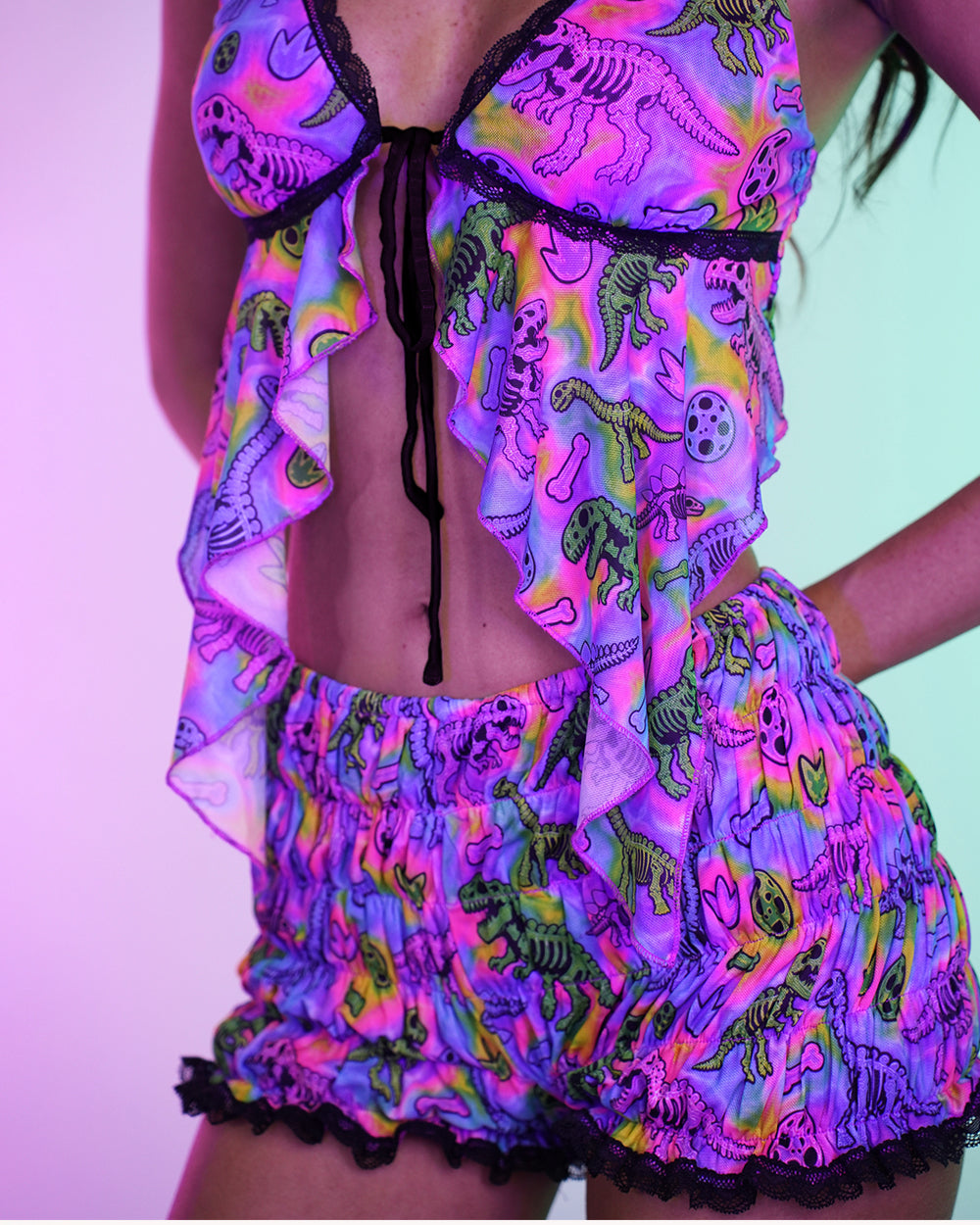 Neon Dino Ruffle Bra Top - Image 2