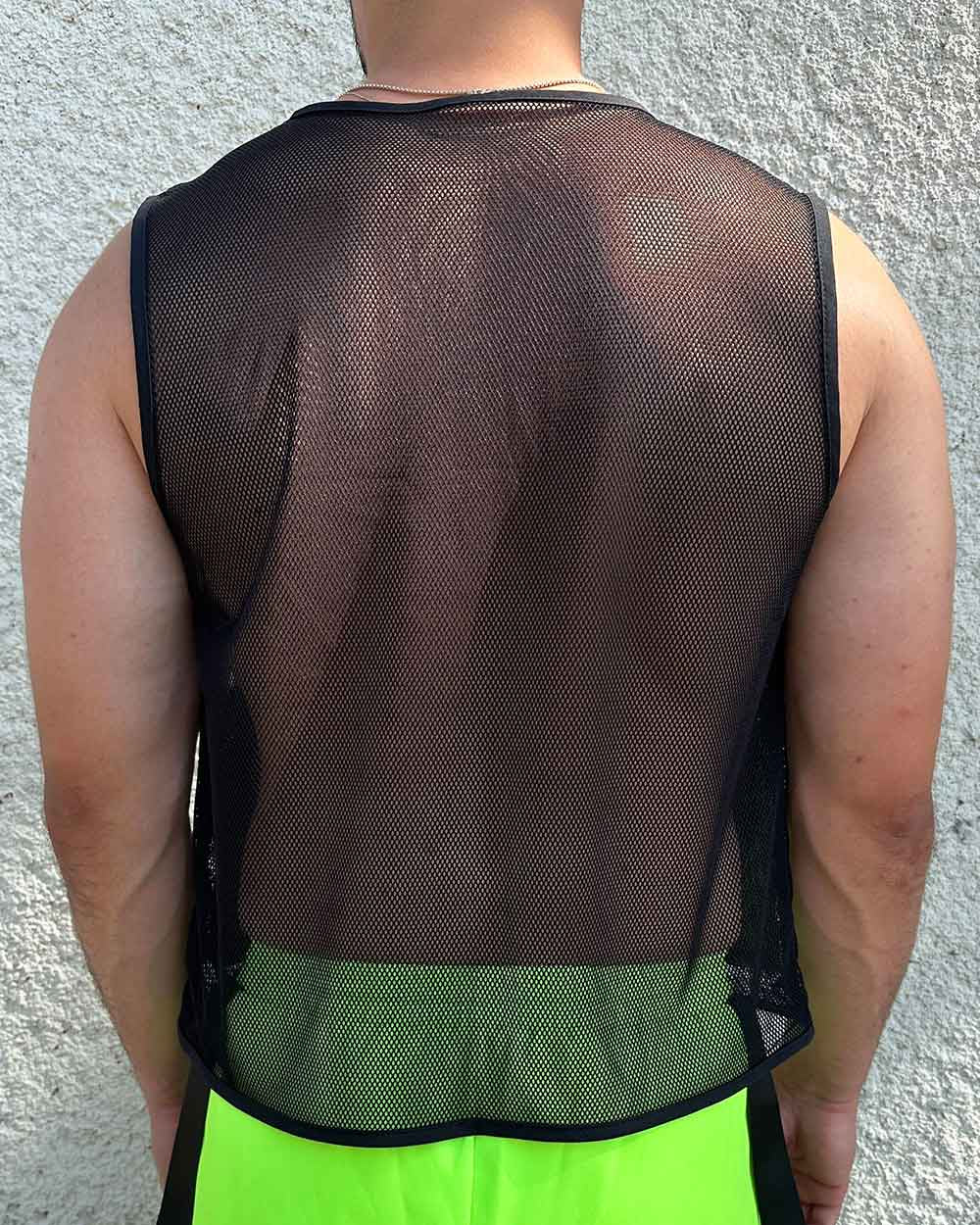 Neon Rebellion Men's Fishnet Vest with Pocket - Image 6