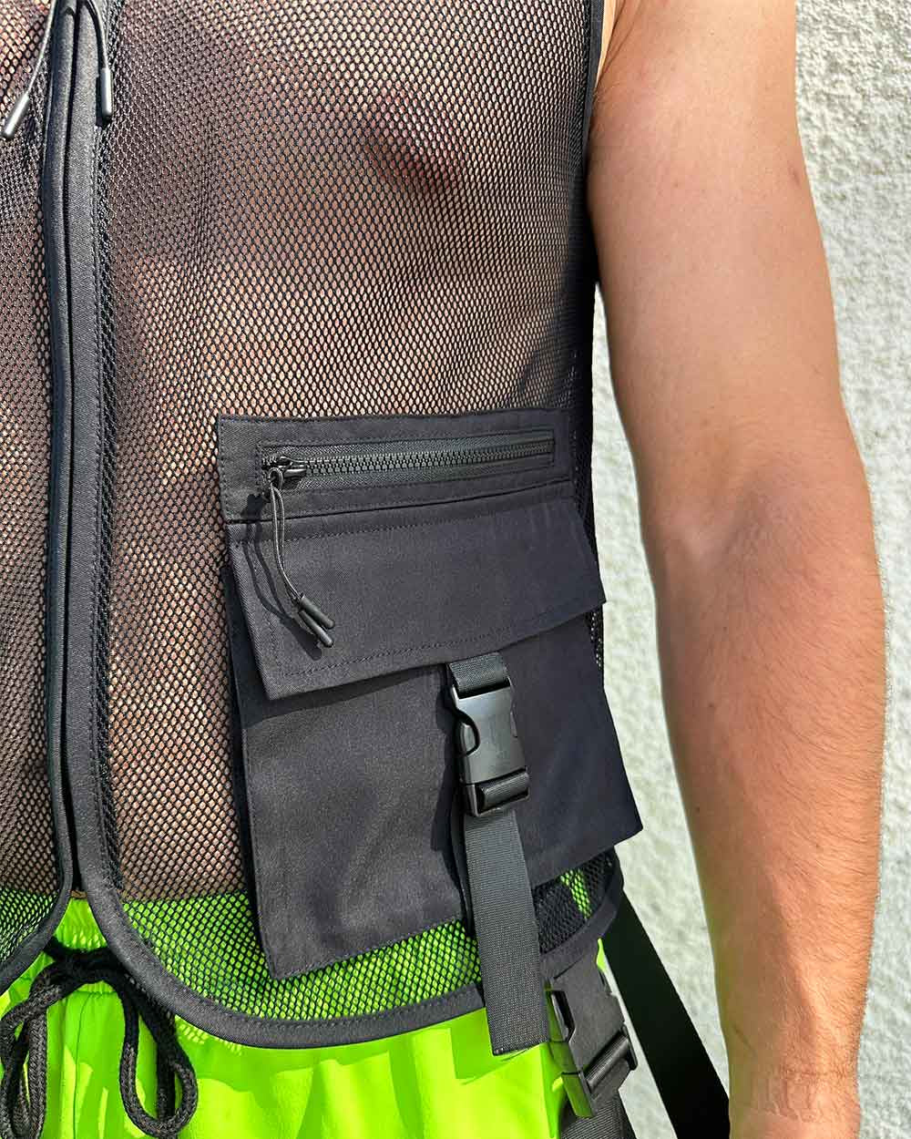 Neon Rebellion Men's Fishnet Vest with Pocket - Image 10