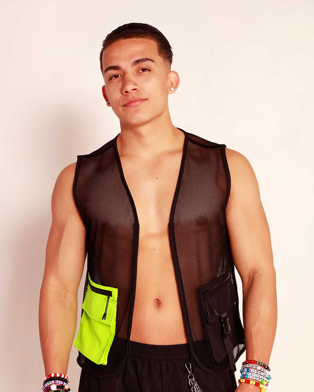 Neon Rebellion Men's Fishnet Vest with Pocket - Image 2