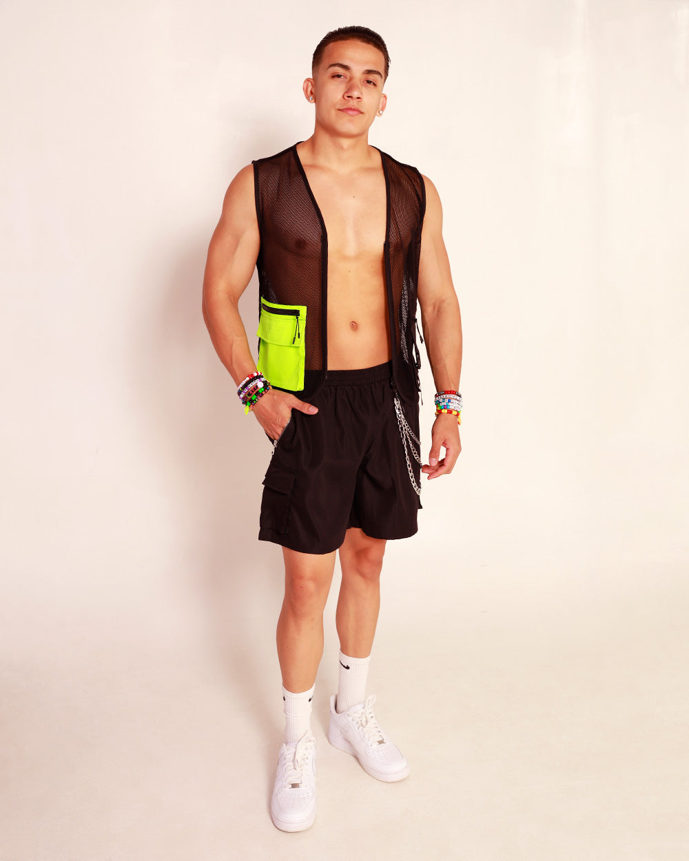 Neon Rebellion Men's Fishnet Vest with Pocket - Image 5