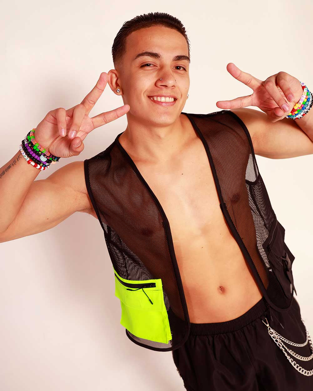 Neon Rebellion Men's Fishnet Vest with Pocket - Image 33729419313335