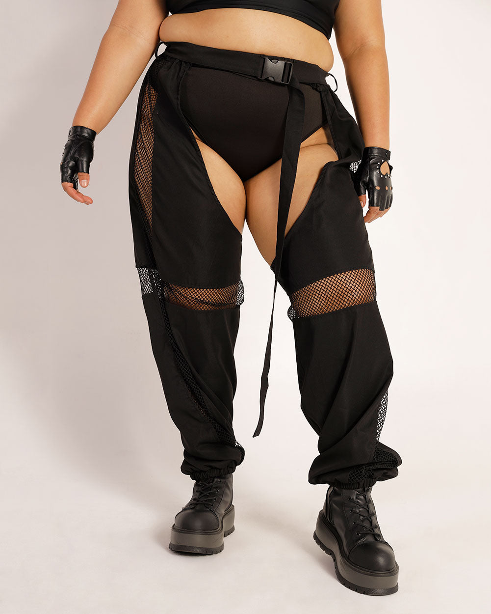 Nocturnal Nature Fishnet Chaps-Curve1-Black-Front--Silvia---1X