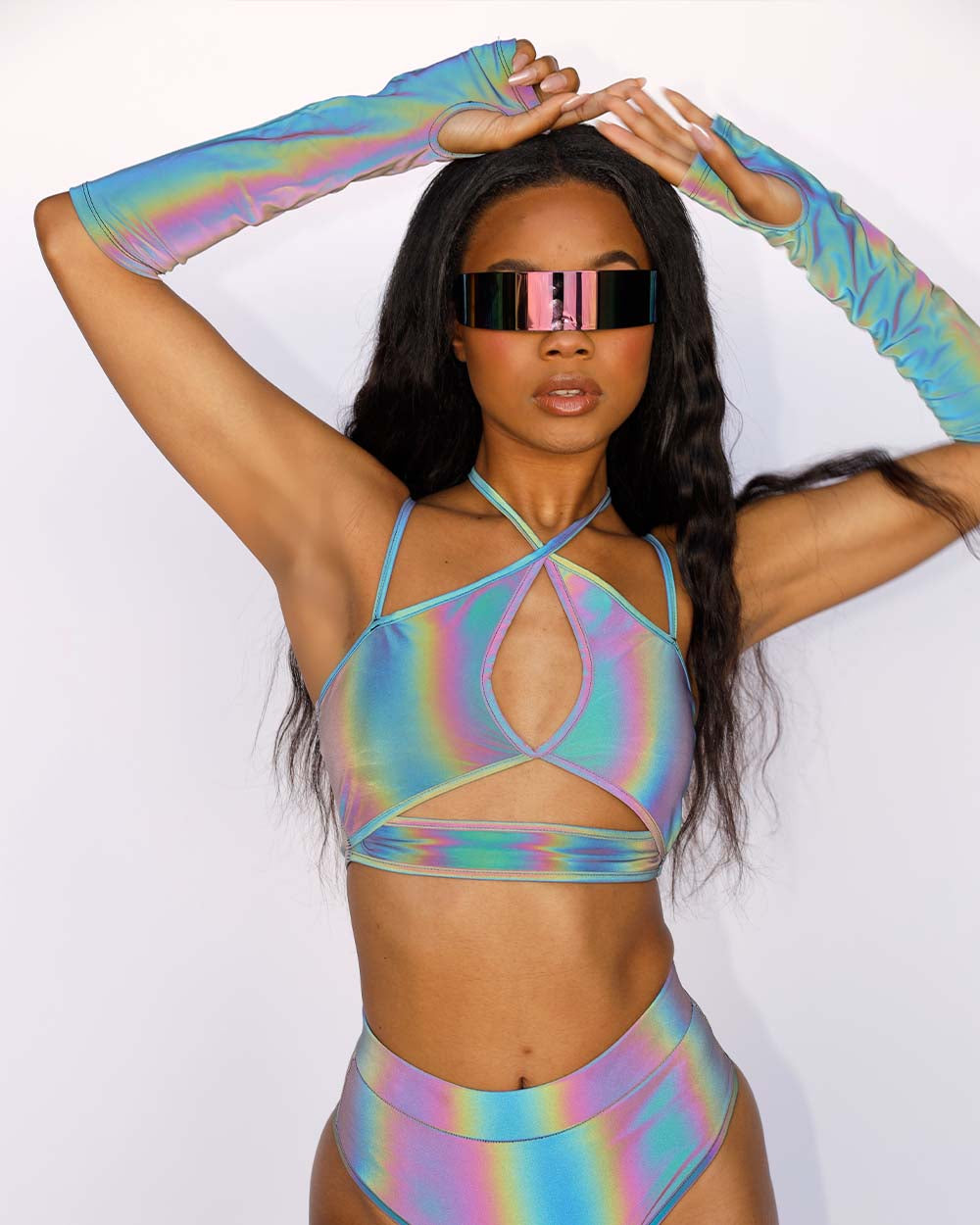 Hologlow Rainbow Reflective Arm Sleeves-Rainbow-Reflective--Nevaeh