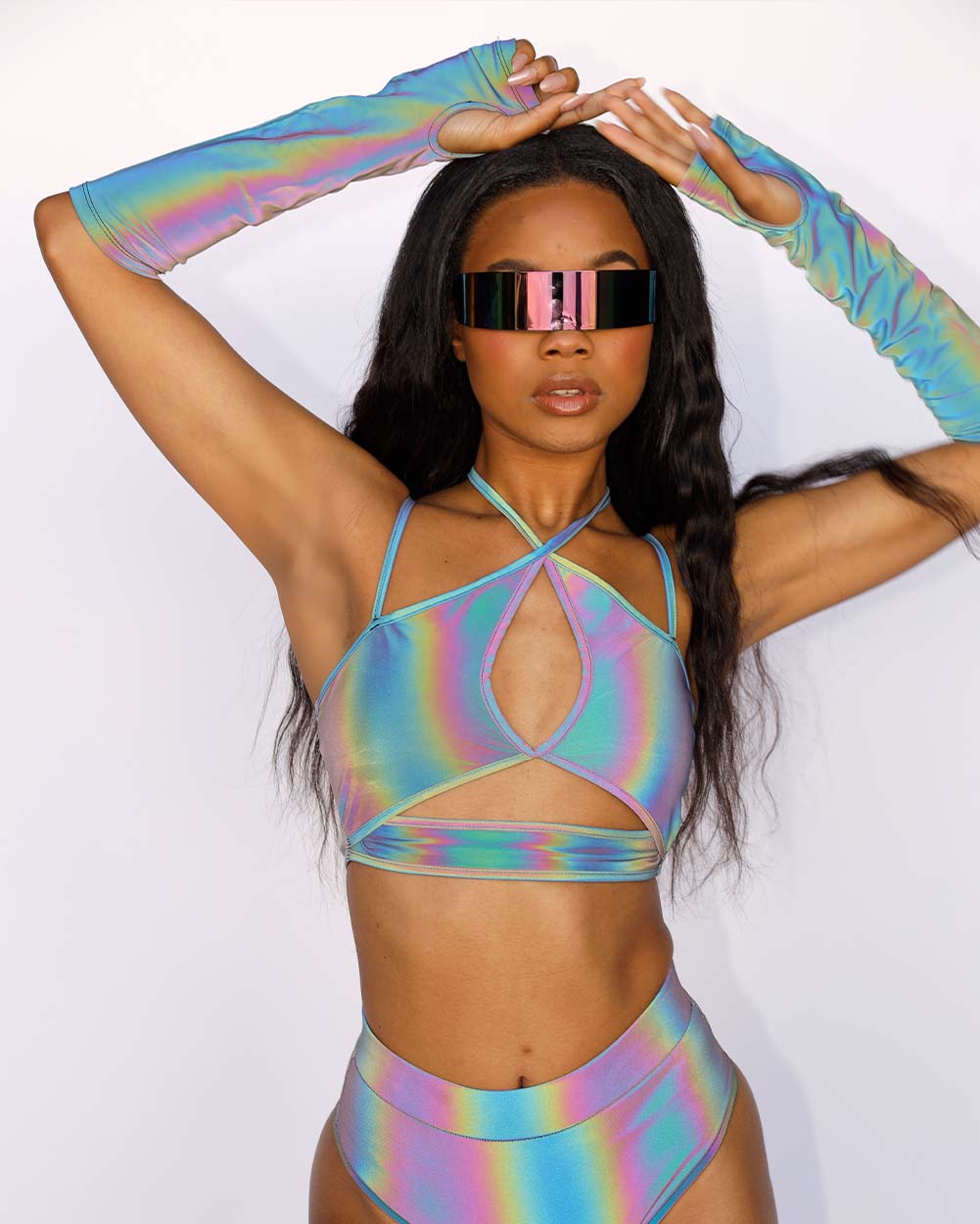 Hologlow Rainbow Reflective Arm Sleeves-Rainbow-Reflective--Nevaeh