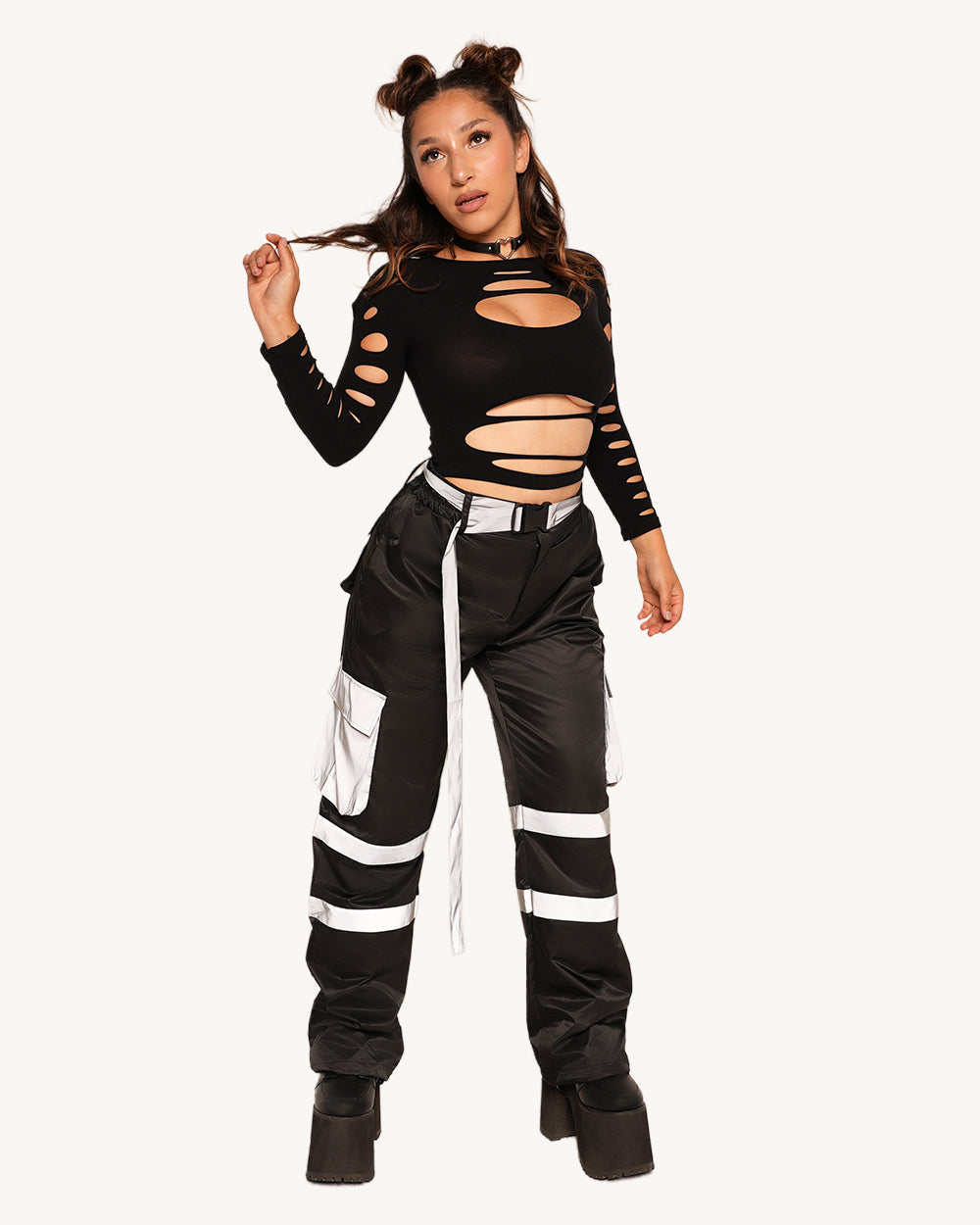 Post-Party Glow Reflective Wide Legged Pants - Image 3