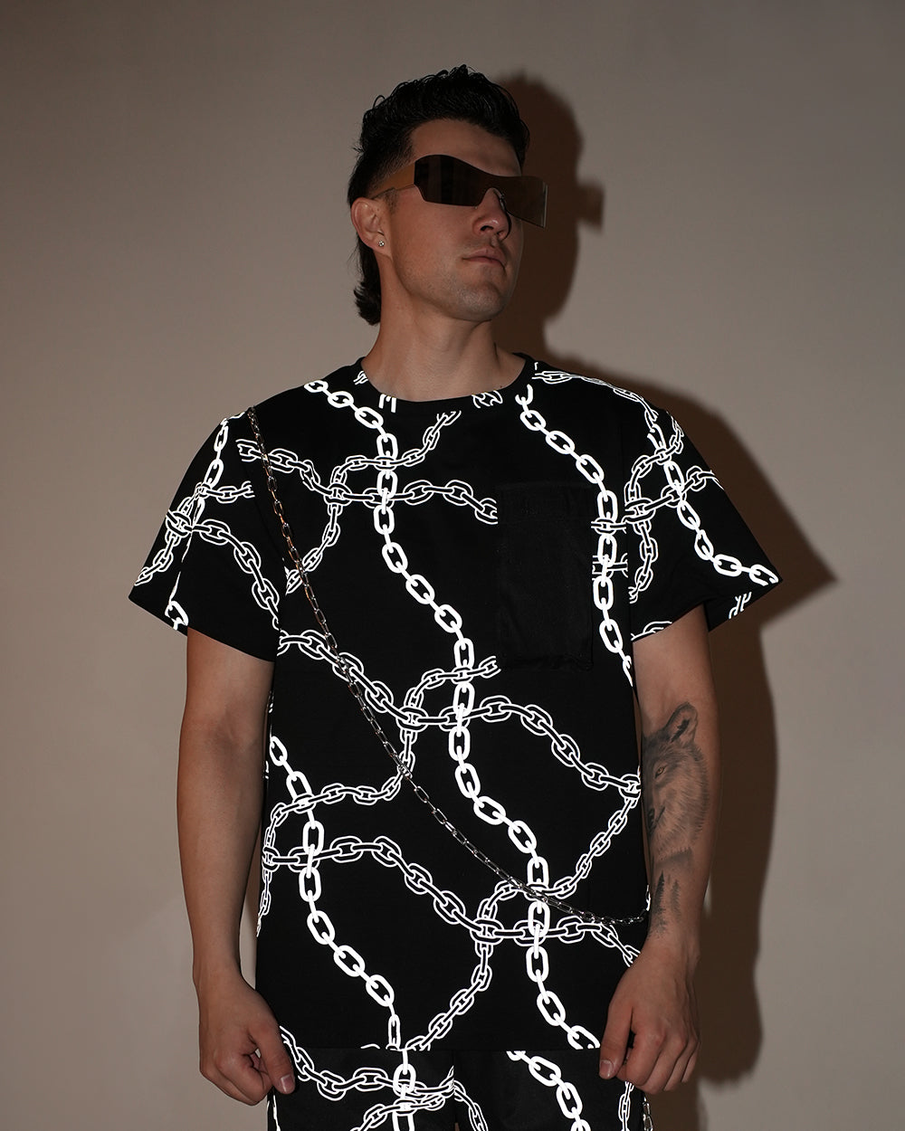 Power Surge Silver Reflective Chain Men's Tee-Men