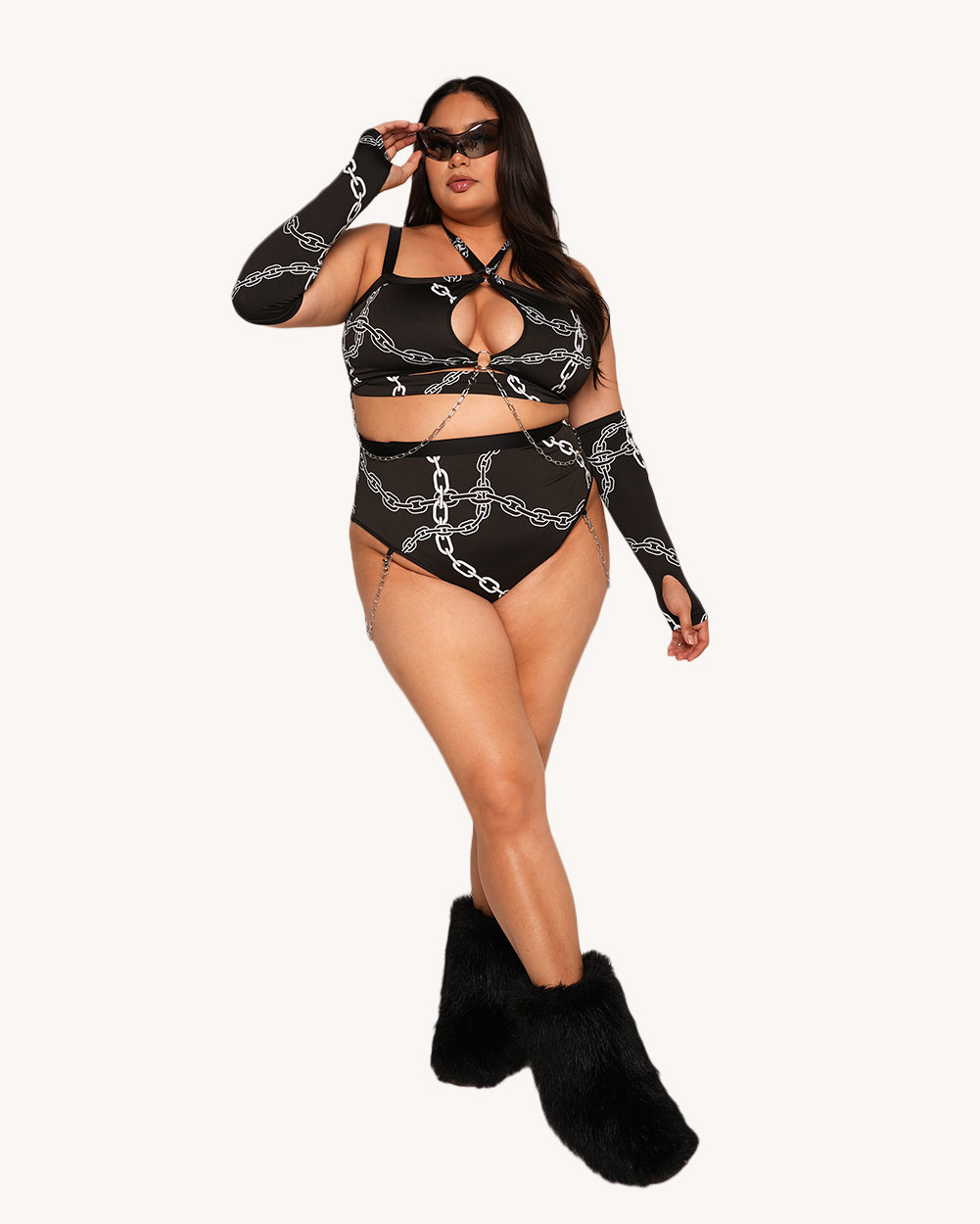 Power Surge Silver Reflective Chain Top with Sleeves - Image 35012747165879