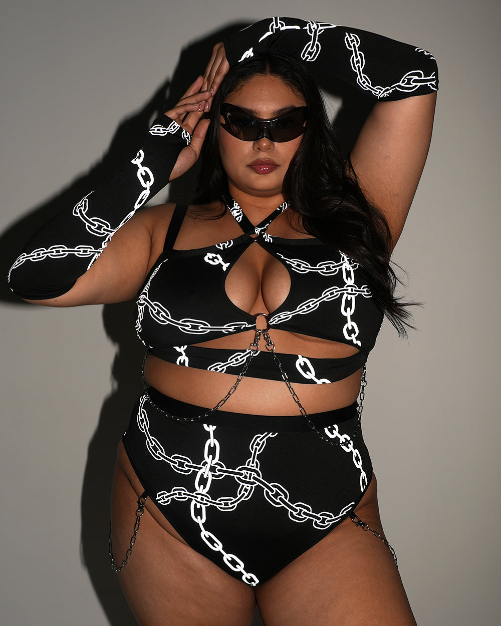 Power Surge Silver Reflective Chain Top with Sleeves - Image 5