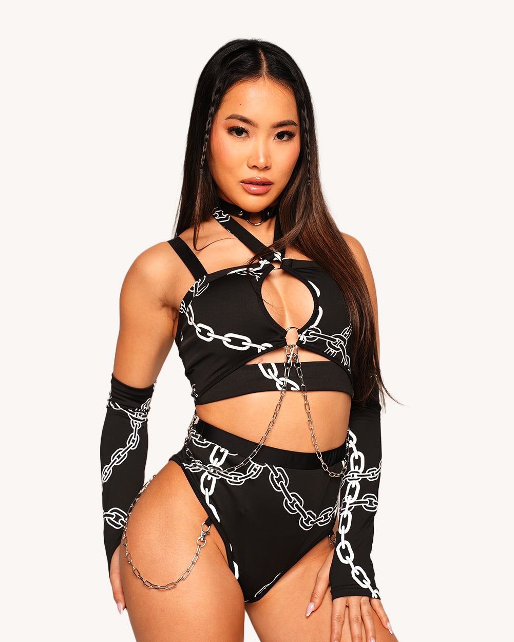 Power Surge Silver Reflective Chain Top with Sleeves - Image 35012747264183