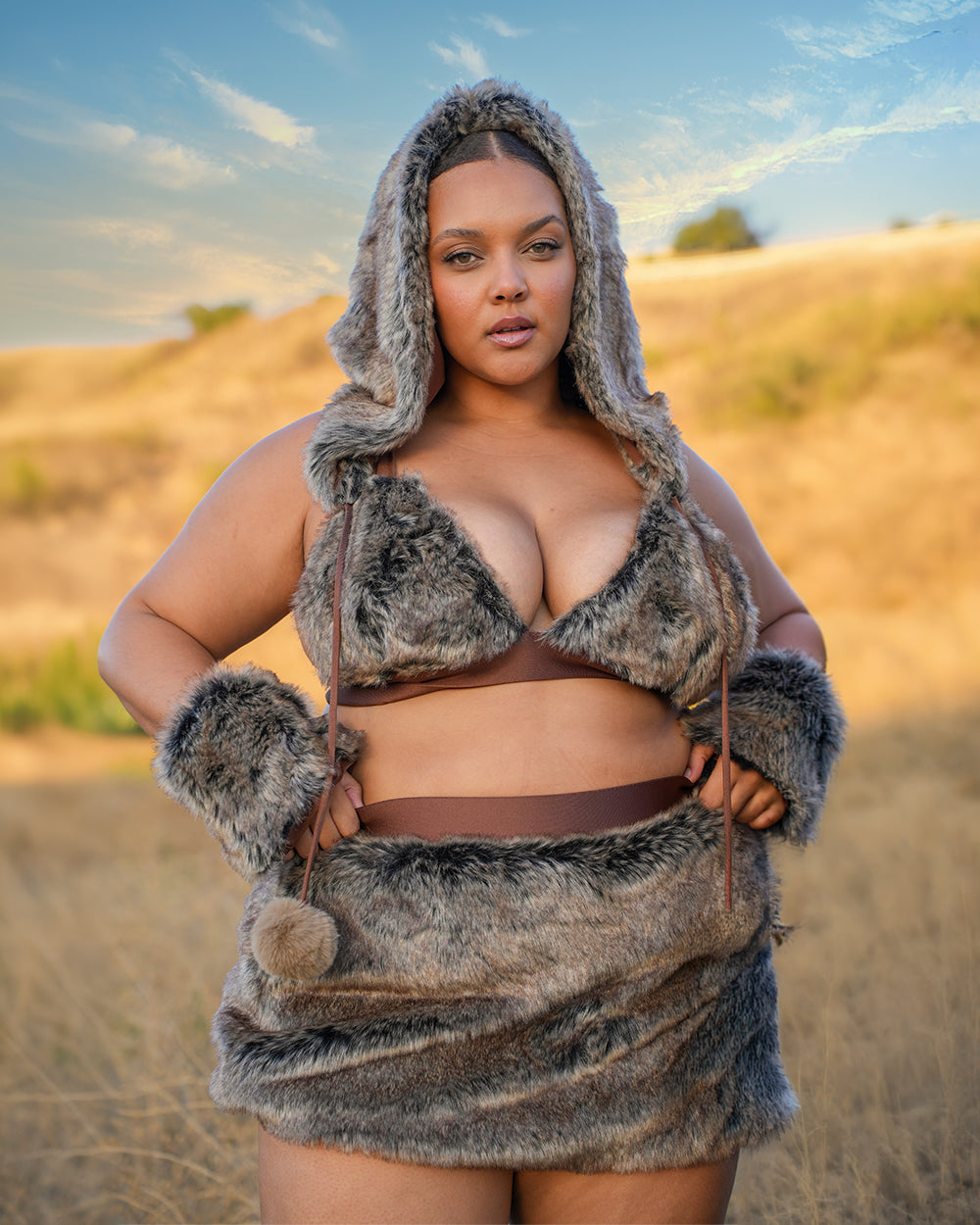 Prehistoric Babe Fur Bikini Top with Gloves - Image 37545310814391