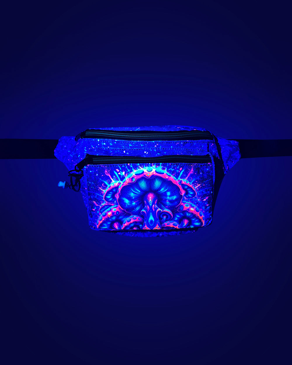 Psychedelic World Mushroom UV Reactive Fanny Pack - Image 1