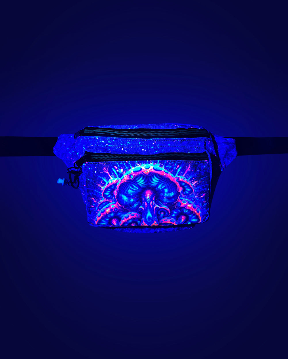 Psychedelic World Mushroom UV Reactive Fanny Pack - Image 32272307716279