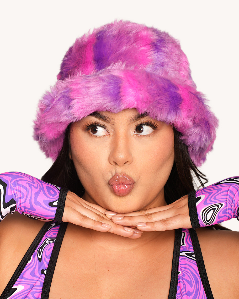 Psychedelic Purrrple Furry Bucket Hat - Image 34832310108343