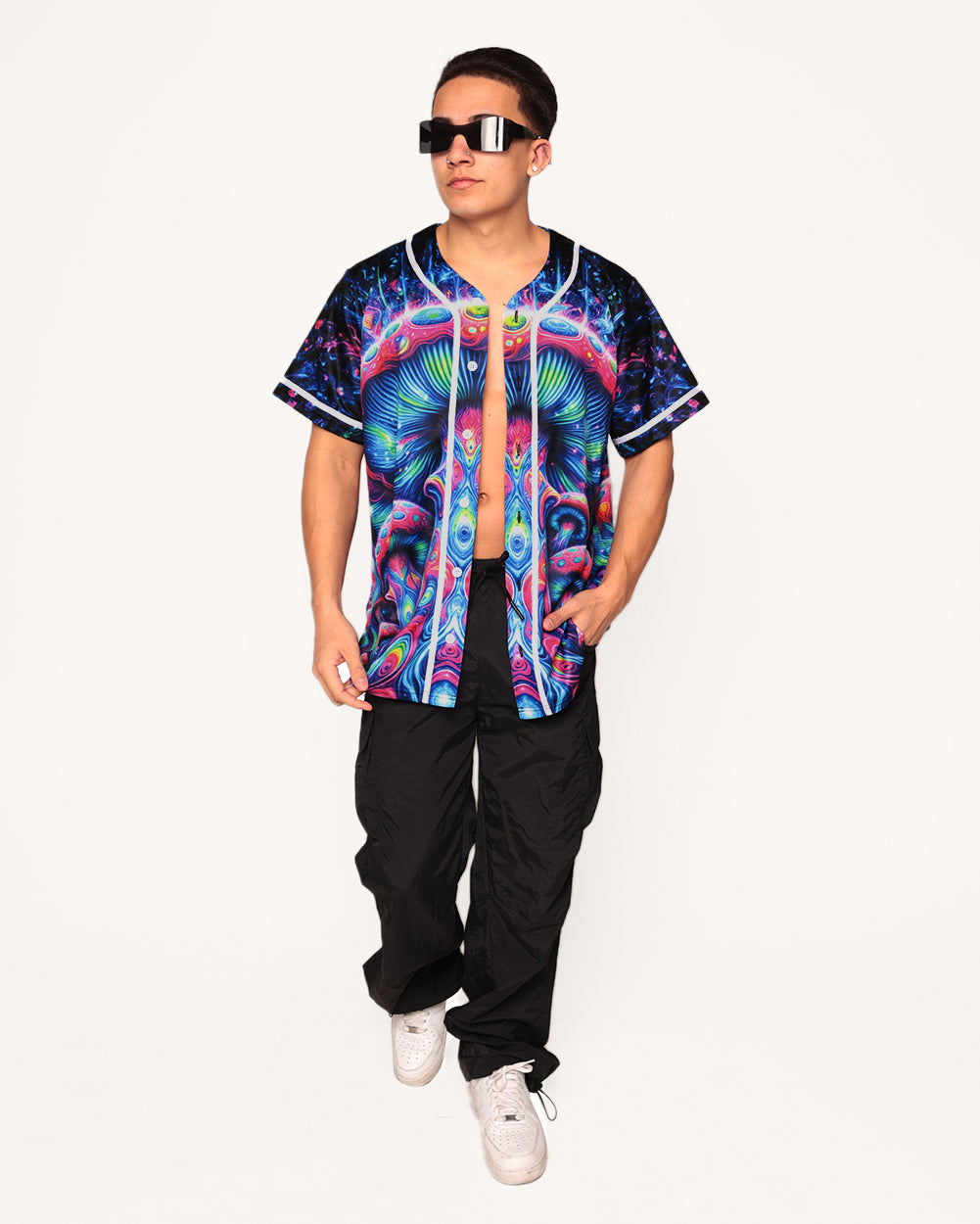 Psychedelic World Mushroom Baseball Jersey-Men