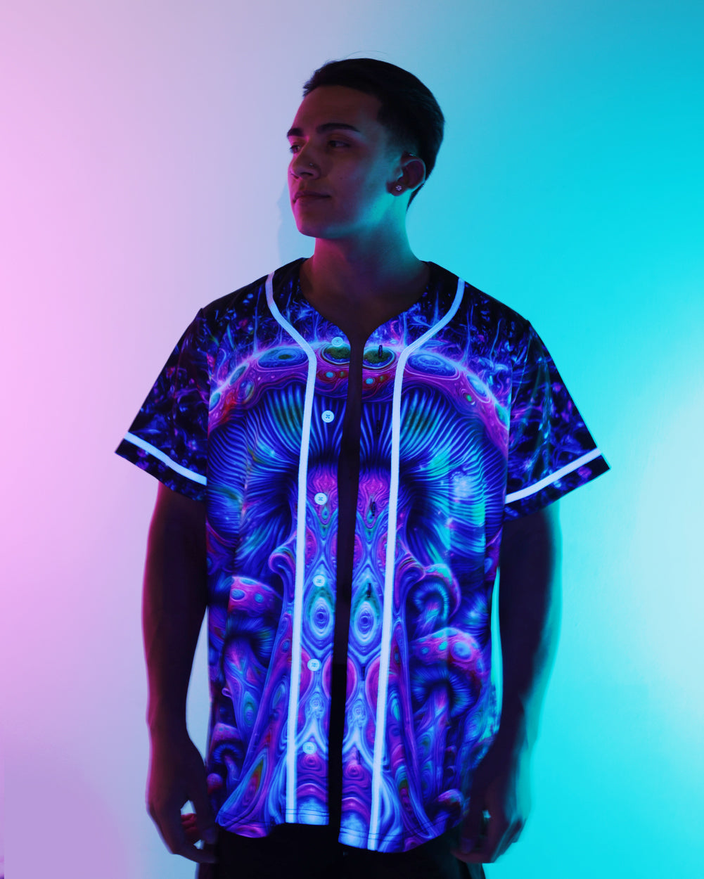Psychedelic World Mushroom Baseball Jersey-Men