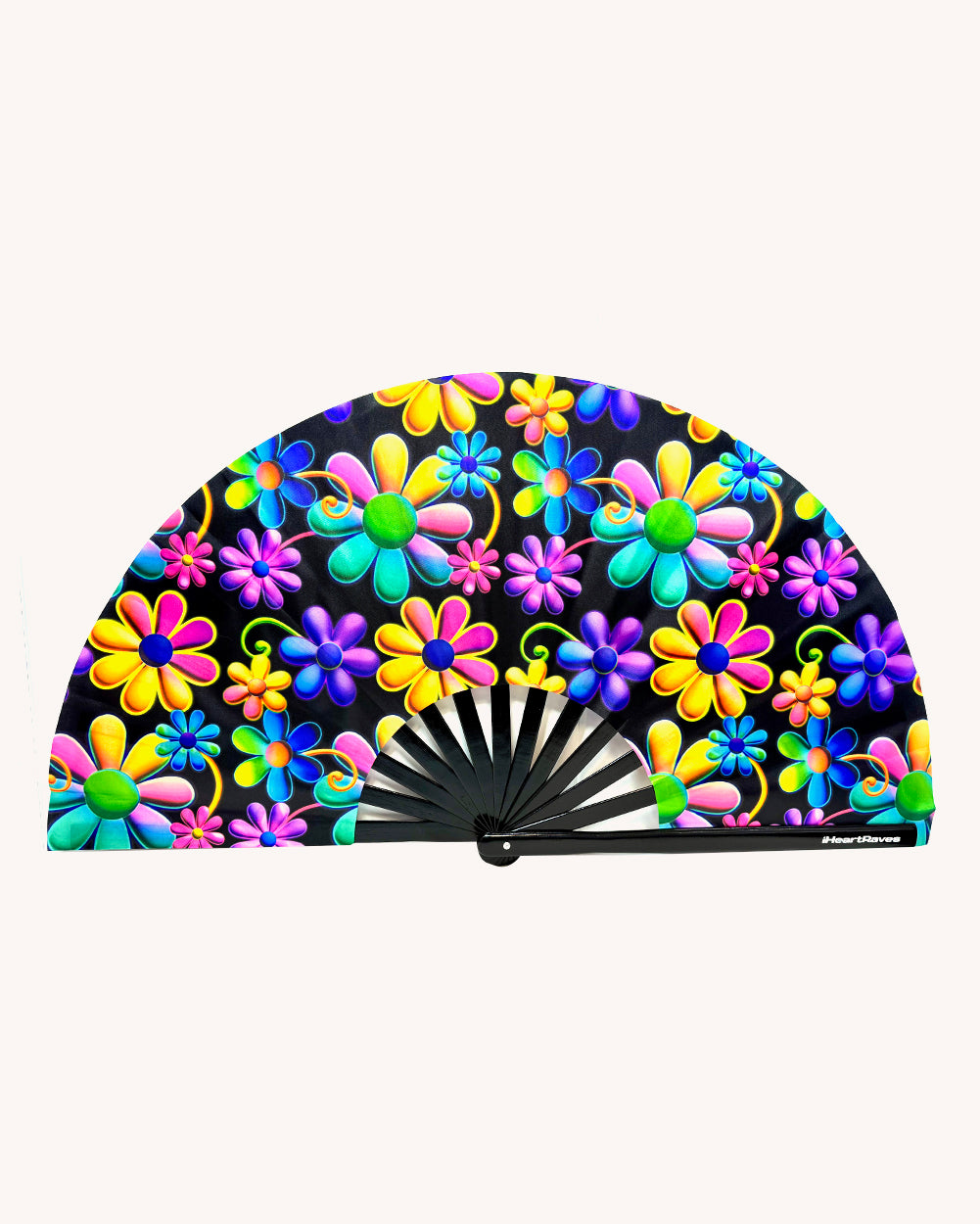 Psychodelic Daisy UV Reactive Hand Fan - Image 32206691106999