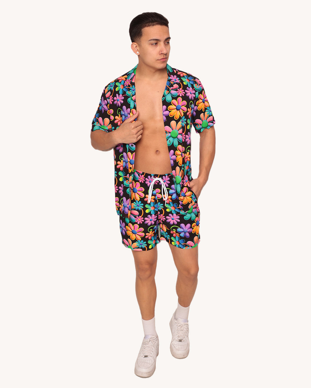 Psychodelic Daisy Camp Shorts-Men