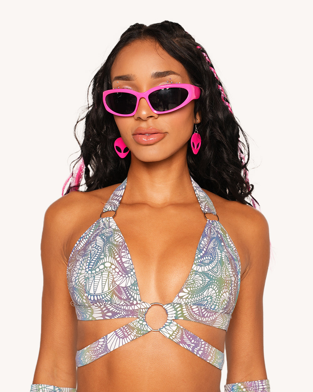 Pure Euphoria White Rainbow Reflective O-Ring Top - Image 2