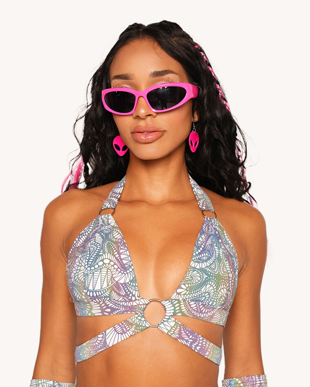 Pure Euphoria White Rainbow Reflective O-Ring Top - Image 32256077693111