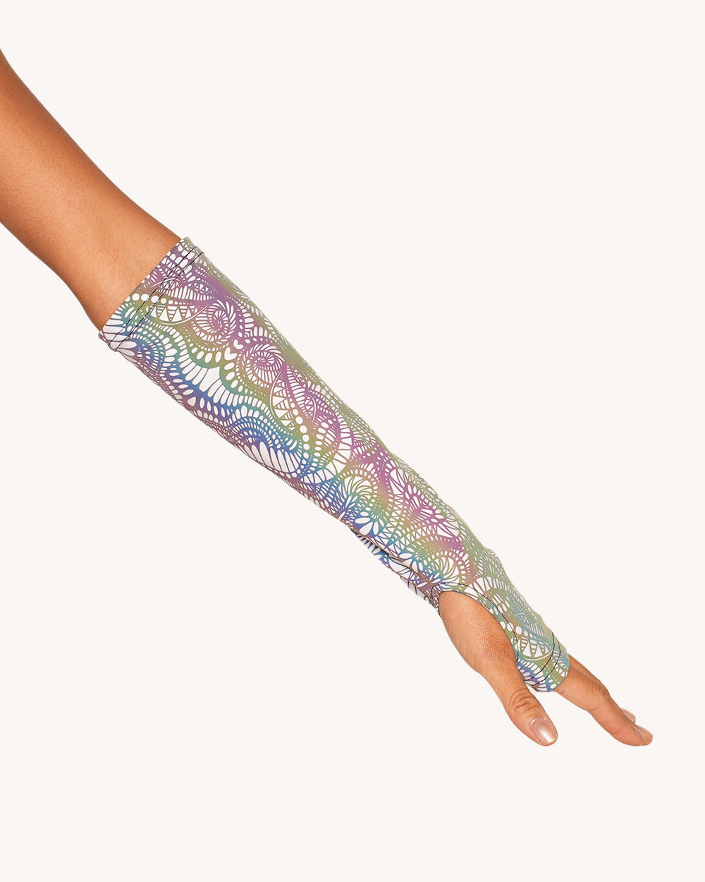 Pure Euphoria White Rainbow Reflective Hood & Sleeve Set - Image 3