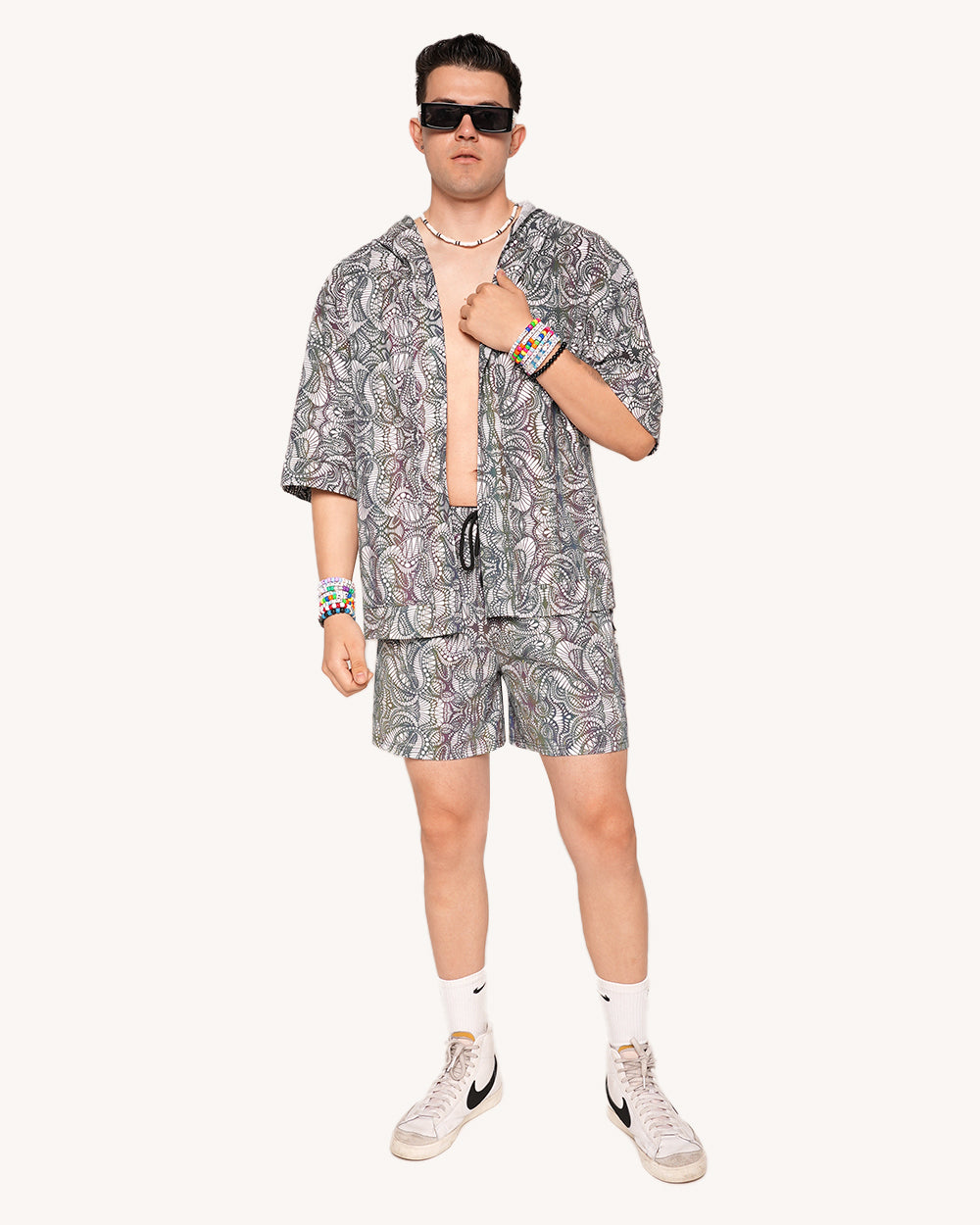 Pure Euphoria White Rainbow Reflective Shorts-Men