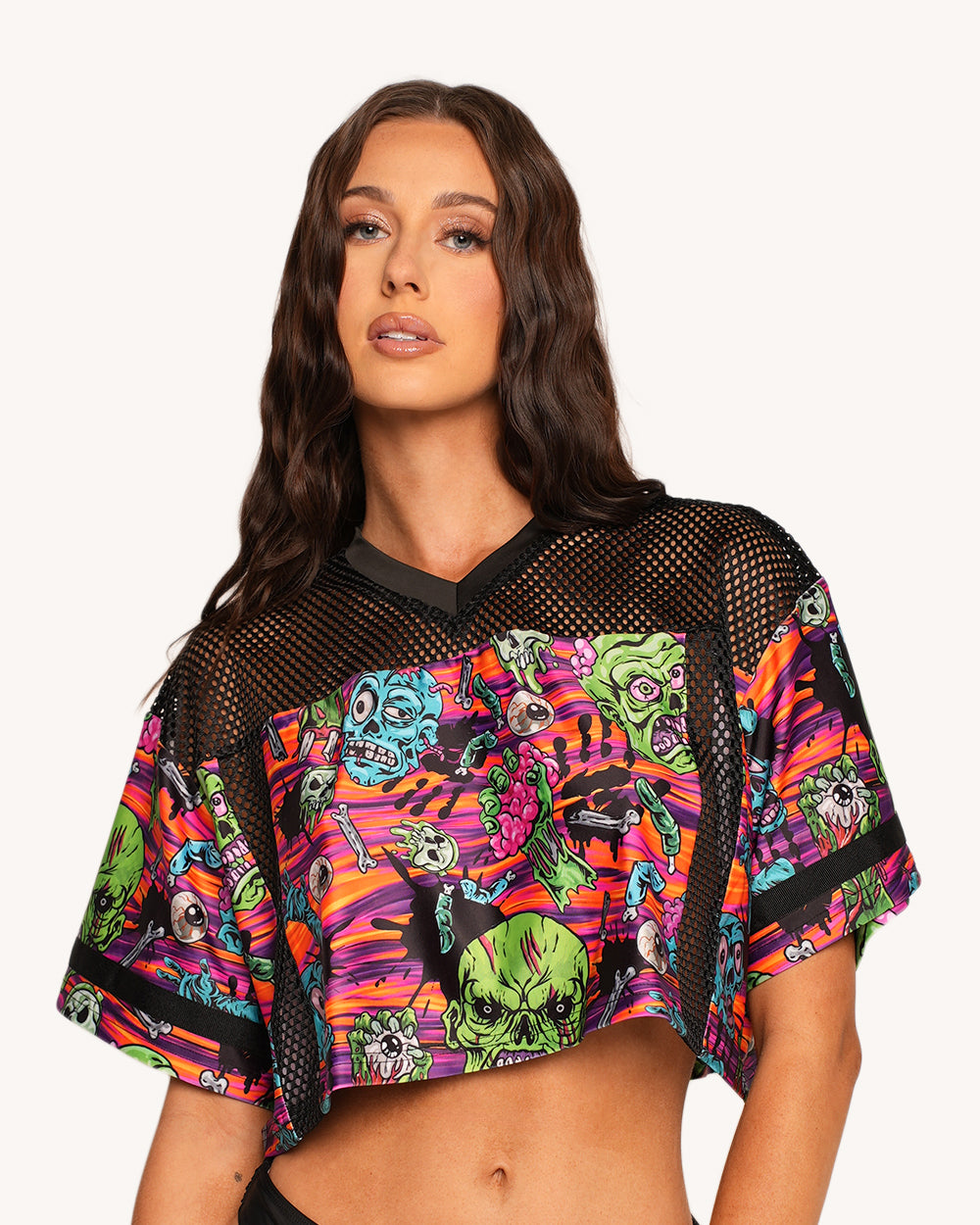 Rave With the Undead Cropped Football Jersey - Image 1