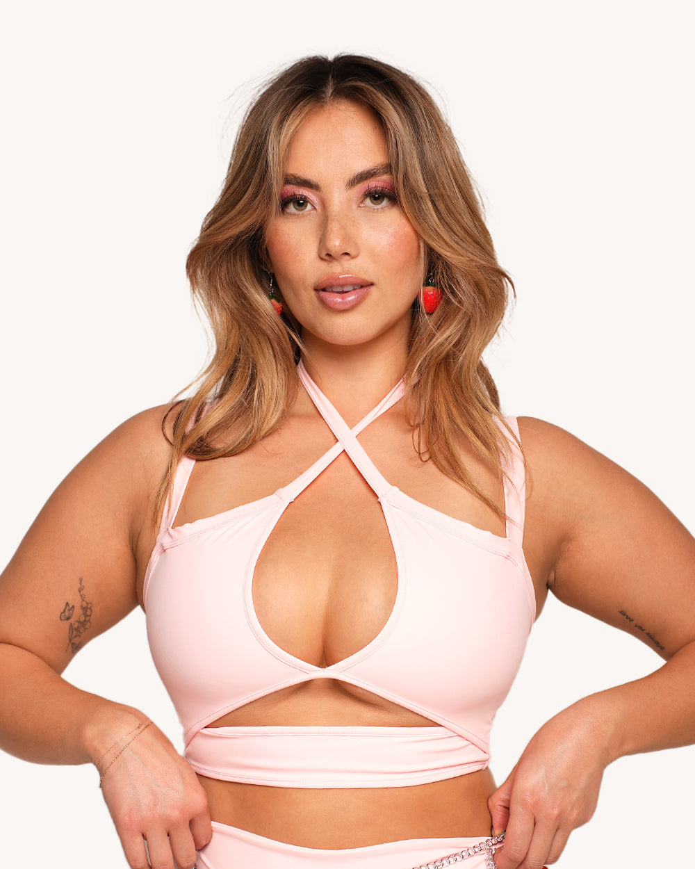 Rave & Repeat Halter Top - Baby Pink - Image 32442318586039