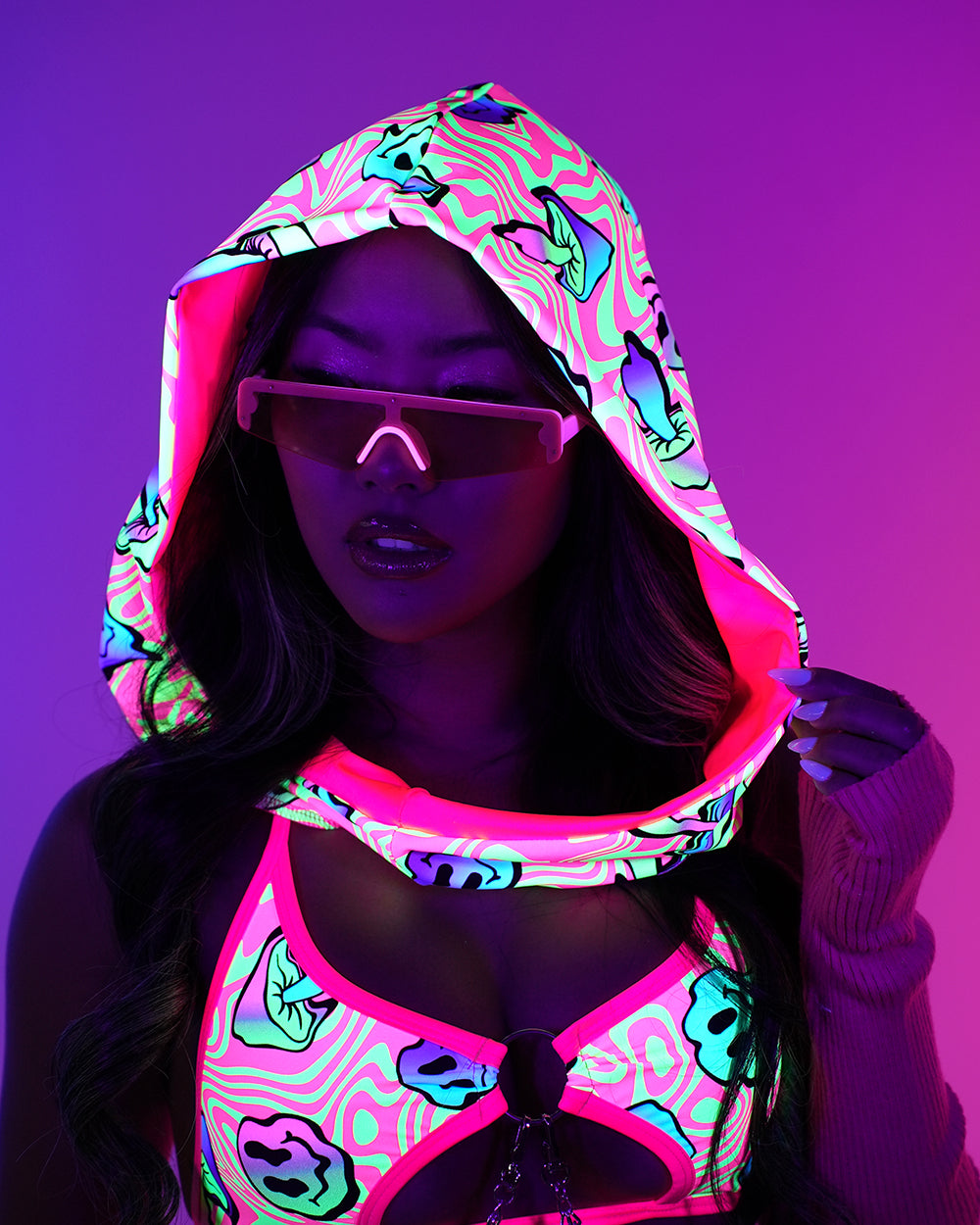 Rolita Couture x iHR Am I Tripping Groove & Glow Hood - Image 1