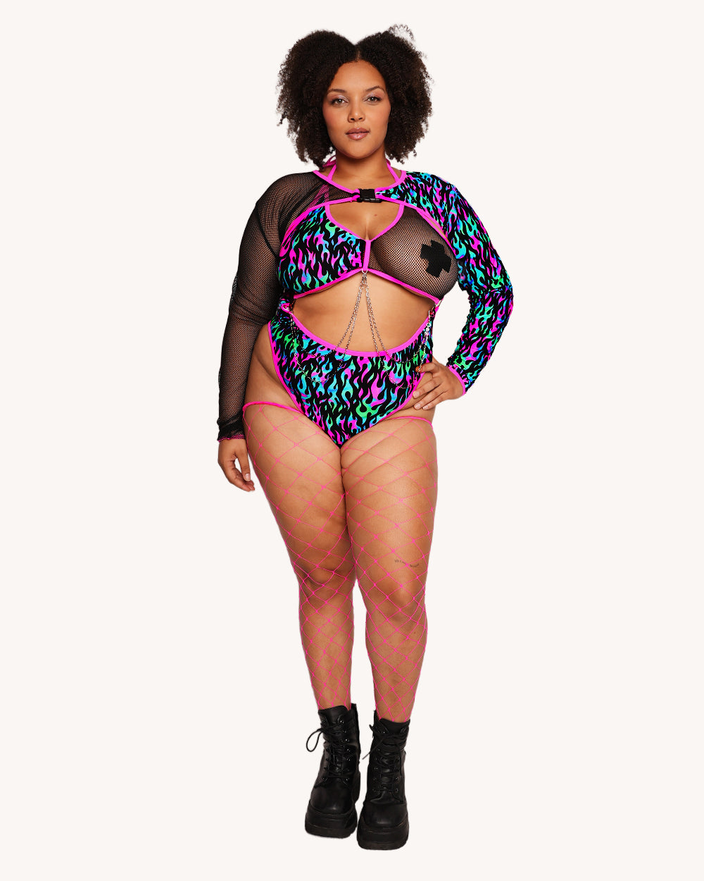 Rolita Couture x iHR Blacklight Blaze Halter Bodysuit - Image 2