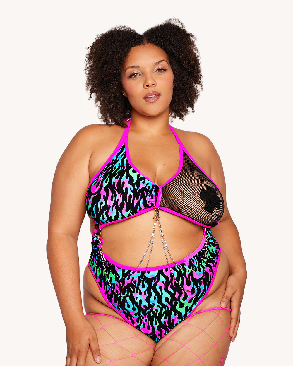 Rolita Couture x iHR Blacklight Blaze Halter Bodysuit - Image 37169018634423