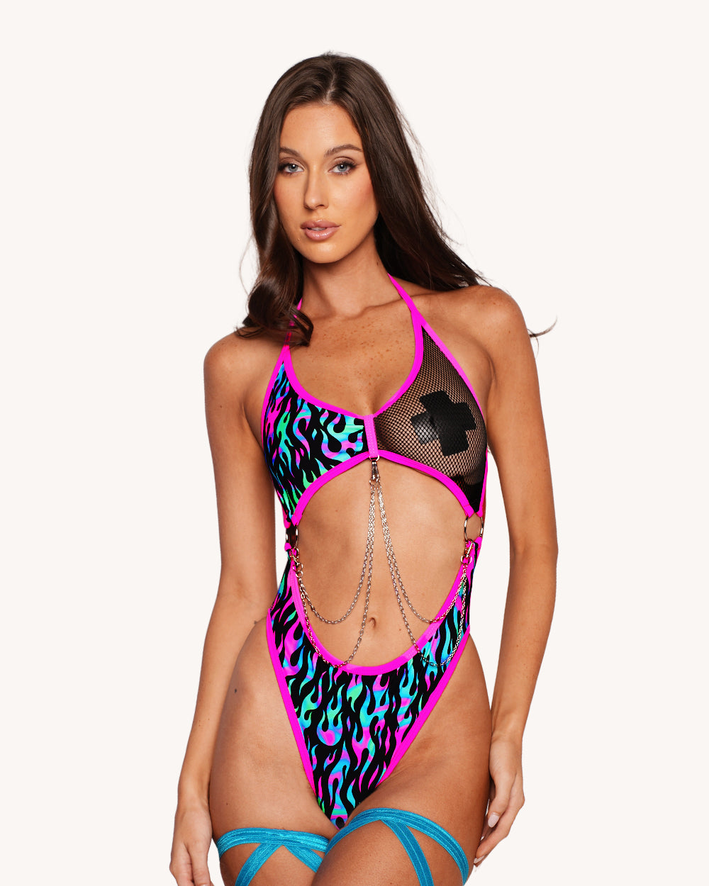 Rolita Couture x iHR Blacklight Blaze Halter Bodysuit - Image 37169018667191
