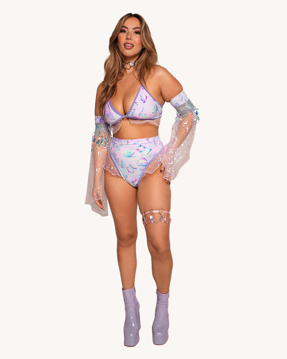 Rolita Couture x iHR Cosmic Chrome Ruffle Rush Bottoms - Image 34131976913079