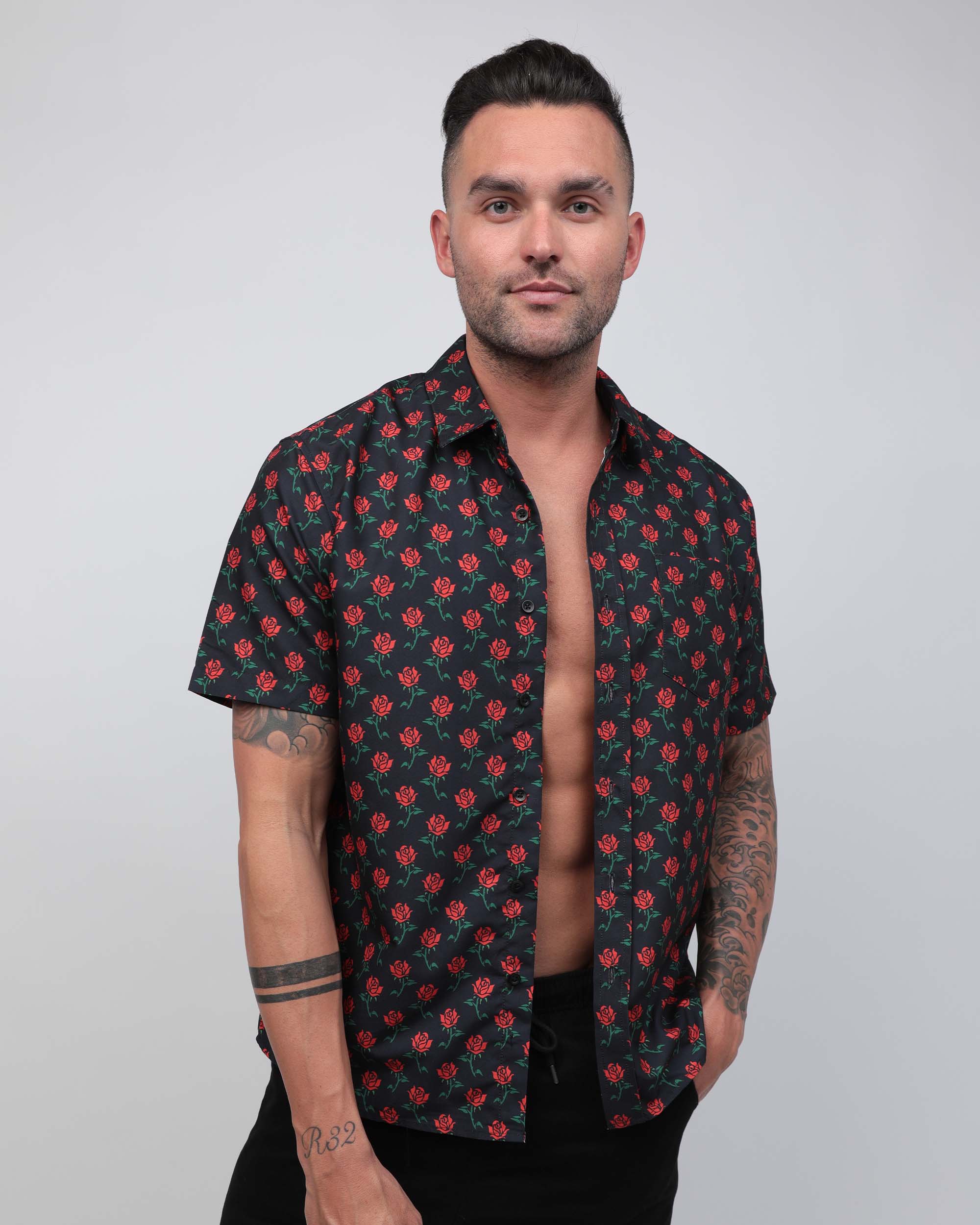 Roses Up My Sleeves Camp Shirt - Image 33729415610551